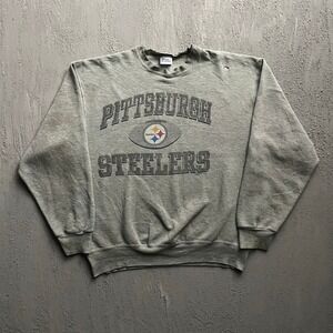 Vintage NFL Pittsburgh Steelers Sweatshirt‎ Mens XL Grey 90s Pro Player
